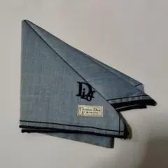 未使用 Christian Dior ブルーコットンハンカチ