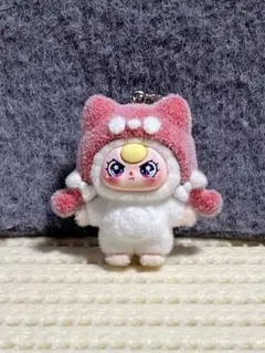 Babythree ねこ耳フード マスコット キーホルダー 赤 × 白