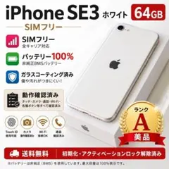 良品》iPhone SE3 第3世代 64GB 新品バッテリー100% - メルカリ