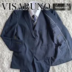 ✨極美品✨洗える❗️ビサルノ　スリーピーススーツ　ネイビー　ストライプ　ウール混