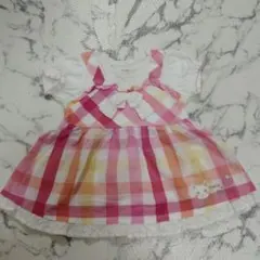 クーラクール　ピンクチェックワンピース　80サイズ