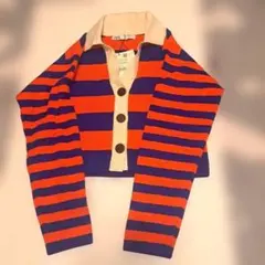 最終価格新品　ZARA オレンジと青のストライプカーディガン