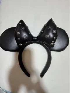 スタッズ付き黒ミッキー耳カチューシャ