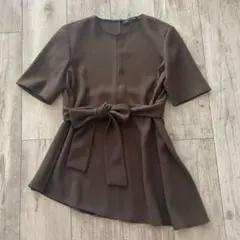 ZARA WOMAN アシンメトリー ウエストリボン ペプラムトップス Sのサムネイル