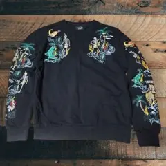 ZARA MAN スカル 刺繍 スウェット トレーナー ブラック Mサイズ