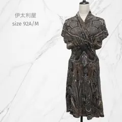 『伊太利屋』ペイズリー柄ワンピース【M相当】総柄 カシュクール 日本製　レトロのサムネイル