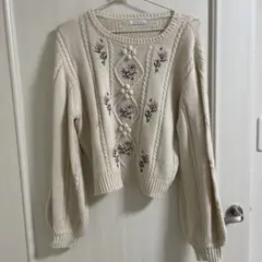 OLIVE des OLIVE 花柄刺繍ニット F