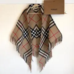 BURBERRYバーバリー ノバチェック大判ウール ケープコートポンチョ超美