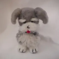 羊毛フェルト ミニチュアシュナウザー デフォルメ 子犬のサムネイル