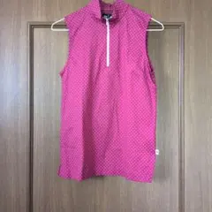ピンク ドット柄 ノースリーブ ハーフジップのサムネイル