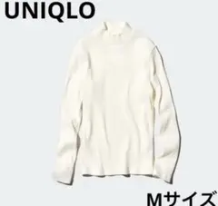 【ユニクロ/UNIQLO】リブハイネックT Mサイズ　オフホワイト