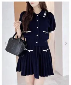 INGNI 襟付ニットカーディガン＋ニットミニスカパン／セットアップ