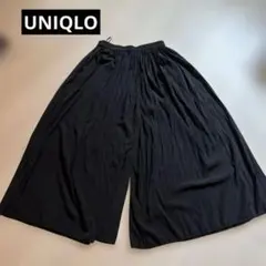 美品✨ユニクロ　ブラック ワイドパンツ　ガウチョ　イージーパンツ　L