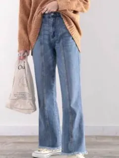 クラシカルエルフ 裾フリンジデニム フレアパンツ