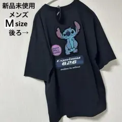 ⭐️新品⭐️ スティッチ Tシャツ ブラック　黒　Ｍ　メンズ　ディズニー　サガラ刺繍