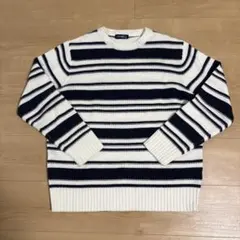 845 Navy ストライプニットセーター Lサイズのサムネイル
