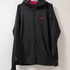 UNDER ARMOUR ダブルジップパーカー XL 黒/赤