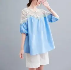 大きいサイズ レディース トップス　レース　春夏 秋 新品 半袖