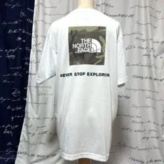 希少XL ザ・ノースフェイス スクエアロゴ カモフラ Tシャツ ホワイト