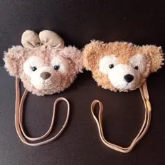 ディズニー　ダッフィー シェリーメイ顔型ポーチ ストラップ付き