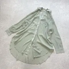 ジーユー GU シアーロングシャツ〔M〕長袖シャツ 透け感 ゆったり 抜け感