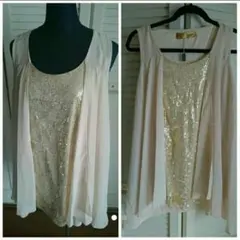 セシルマクビー 結婚式 ノースリーブ  スパンコール カットソー