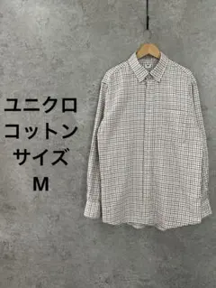 UNIQLO チェックシャツ Mボタンダウン 長袖 コットン100% メンズ