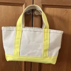 LLビーンホワイト/イエロー キャンバス トートバッグ