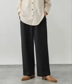 グローバルワーク　 イージーケアストレッチワイドパンツ チャコール　Lサイズ