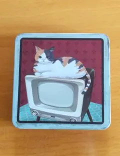 カルディ　レトロ猫スクエア缶　空き缶