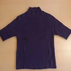 COMME CA ISM ダークパープル ハイネック半袖ニット