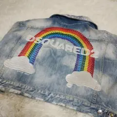 DSQUARED2 デニムジャケット ダメージ加工　レインボー　ショート丈　34