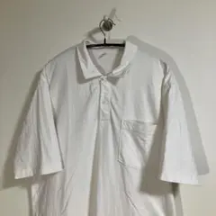 ポロシャツ メンズ XL ユニクロ ホワイト 綿100% 胸ポケット付き 半袖