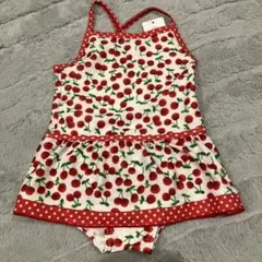 新品 80サイズ チェリー柄フリル付きベビー水着