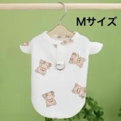 犬服　犬の服　夏、秋服　カラー　ベージュ系　Dカン付き　クマさん柄　サイズ　Ｍ