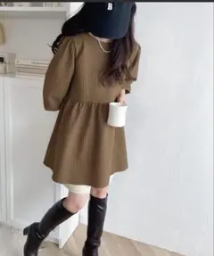 【mily bilet】エンボスジャガード前後2WAYリボンブラウス