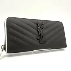 ★極美品★SAINT LAURENT ラウンドジップ 長財布 YSL Vステッチ