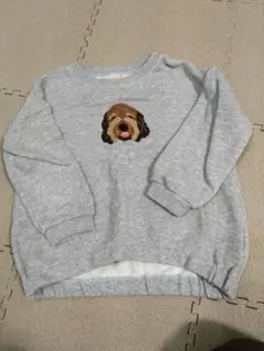 犬刺繍グレー トレーナー