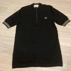 美品【フレッドペリー】半袖サマーニット ブラック ワッフル Lサイズ