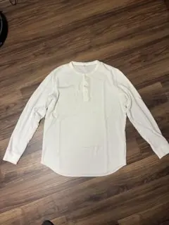 UNIQLO ワッフルヘンリーネックTシャツ 長袖 XL オフホワイトのサムネイル