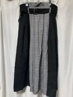 ロングスカート グレンチェック×ブラック