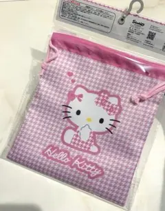 ハローキティ 巾着 しまむら 千鳥柄キティ ピンク サンリオ　新品