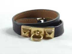 美品 エルメス 首輪 カラー 猫 ネコ リザード レザー グリーン 鈴