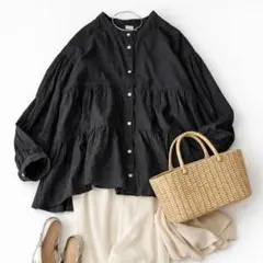 2024美品アーバンリサーチドアーズ　コットンボイルティアードチュニック M黒