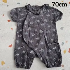 tete a tete テータテート 半袖　ロンパース  花柄　グレー　70cm