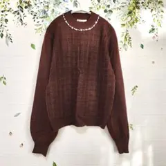 【ヘルシーカレン】しまむら ビジュー パールネックレス ニット 薄手