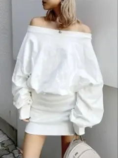 【GYDA 】ドッキングオフショル スウェットワンピース