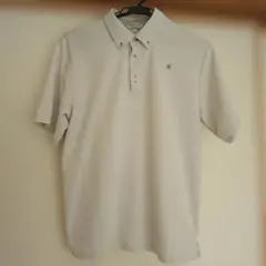 Lサイズ ライトグレー ボタンダウンポロシャツ