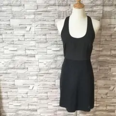 タンクトップワンピース　レイヤード　ポインテール　切替レース　ノースリーブ　M