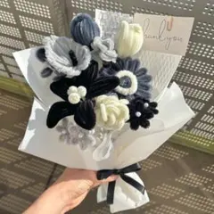 モールフラワー チャイラテshop 枯れないお花 グレー　黒　モノトーン韓国花束